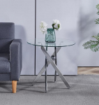 Hallowood m&ouml;&ouml;bel Cullompton klaasist k&uuml;ljelaud kroomjalgadega, &uuml;mmargune k&uuml;ljelaud karastatud klaasist &uuml;laosaga voodilaua diivanipoolne ajakirja laud CMT-SID01