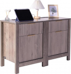 VEVOR Side Table Square Bedside Table 2-Piece Bedside Cabinet with USB Ports and Sockets, 3-Tier Side Table with Storage Cabinet and 2 Drawers for Living Room Bedroom Office