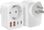2 reisiadapteri USA adapter USA koos 2 USB 2 Type C (3.4 A) ja 1 AC, USA adapteri pistikupesa, vooluadapter USA, Saksamaa pistik, pistikupesa adapter t&uuml;&uuml;p B Ameerikas Kanada Mehhikos Taiwani jaoks.
