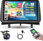 2G & 64G VECHTEL 9-tolline autoraadio Renault Clio 3. 2005-2014 koos Carplay Android Car Wireless, Android 15, puuteekraaniga Bluetooth HiFi/RDS/FM raadio, WiFi Navi/AHD tagurduskaamera/CANBUS