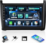 CAMECHO Android 15 Qualcomm 8-tuumaline 4+64G 9-tolline autoraadio VW Polo 6R 6C 9N 2008-2016 jaoks koos tagurduskaameraga, DSP Bluetooth IPS puuteekraaniga raadio koos traadita Carplay Android auto GPS WiFi FM/RDSiga