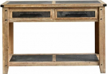 Rustic Wooden Entrance Table with 2 Drawers and Shelves 47" Industrial Console Sofa Table for Living Room Hallway Entrance