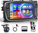 8 Core 4G + 64G Android Autoradio Ford Focus II mk2 Mondeo S-Max C-Max Galaxy 7-tolline autoraadio traadita Carplay Android auto navigatsioon GPS WiFi Mirror Link Bluetooth FM/RDS/USB/DSP/SWC tagumine