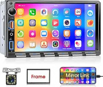 7'' Bluetooth Autoradio 2 Din Car MP5 Player Unterst&uuml;tzt IOS & Android, Videoausgang, Kalenderanzeige, Lenkradfernbedienung, EQ, FM Radio + R&uuml;ckfahrkamera, Rahmen