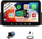 Autoradio 1 DIN Android 13 (2G + 32G) koos Dab + 7-tollise IPS puuteekraaniga Traadita CarPlay Android Auto GPS Bluetooth Mirror Link FM / RDS SWC Dual Display USB + mikrofon Tagurduskaamera