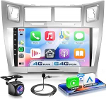 4G + 64G autoraadio Android 15 Toyota Yaris/Vizi 2005-2011, 9-tolline HD puutetundlik autoraadio traadita Carplay Android auto GPS Wi-Fi USB Bluetooth 5.0 FM RDS raadio tagurduskaameraga