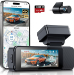 GKU Dash Cam auto eesmine tagumine 4K/2.5K koos puuteekraaniga 3.18 tolli GPS 5G Wi-Fi Dash Cam, kahekordne autokaamera, 64GB SD kaart, parkimise j&auml;lgimine, WDR, 170&deg; lai nurk, G-sensor, loop salvestamine, Max 256GB