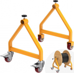 Lifeswell traadipoolistend, kaablirull, kaasaskantav kaablikaddy, p&ouml;&ouml;rlevad rattaid piduriga, traadiriiul, jaotur kuni 28-tollise l&auml;bim&otilde;&otilde;duga poolidele, 100 kg mahutavus, kollane