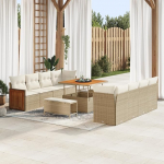 Rantry 11-teilige Garten-Sofa-Set mit Kissen Beige Poly Rattan Akazie Gartenlounge Model3363286