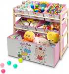 Toy Shelf Mobile Storage Box for Kids with Cute Cartoons Pink 65 x 30 x 60 cm