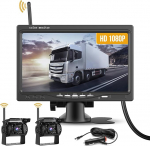 Hikity traadita tagurduskaamera komplekt BSD pideva salvestusega 7-tollise monitoriga traadita parkimisabi autokaamera komplekt koos 2 IP68 veekindla &ouml;&ouml;vaatega traadita tagurduskaameraga veoautole / kaubikule