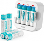 czvv laetavad akud AA liitium 1,5 V - k&otilde;rge mahutavus 3500 mWh - 1300 laadimists&uuml;klit - 8 aku koos laadijaga, 2 tundi kiirlaadimist, pidev v&otilde;imsus, madal enesepuhastus