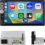 7-tolline 1 DIN autoraadio traadita Carplay Android auto 1080P puuteekraaniga raadio Bluetooth 5.1/FM/SWC/peeglilink/reziimiskaamera/MIC/18 UI/7 taustavalgustuse seaded