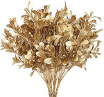 PASYOU Kunstlikud taimed j&otilde;ulukaunistus Kuldsed kunstlilled plastmassist muru p&otilde;&otilde;sad lehed siseruumides v&auml;ljas kodu aias partei kunst DIY dekoratsioon - kuldne, 4 pakki