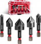 EZARC 5-osaline metallsurve komplekt, AlTiN-surve puurimine metallist 5-realise disainiga, 1/4-tollise kuuskantkruvikeeraja bitid koos hoiukarbiga