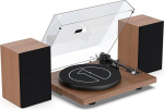 1 BY ONE traadita plaadim&auml;ngija HiFi s&uuml;steem koos 36 vatise raamaturiiuli k&otilde;lariga, vin&uuml;&uuml;lplaadim&auml;ngija magnetkassetiga