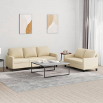 Juroupi 2-TLG. Sofagarnitur mit Kissen Sofa Wohnzimmer Sitzgruppe Wohnzimmer Sofa Set Sofas F&uuml;R Wohnzimmer Creme Stoff - 3201462