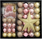 WeRChristmas Shatterproof Luxury Christmas Tree Baubles - 50-osa, Champagne/Mauve Collection