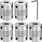 sourcing map Wellenkupplung aus Aluminiumlegierung, 7 mm bis 8 mm, flexible Kupplung, Motorverbinder, Schrittmotor-Kupplung f&uuml;r CNC-Maschinen und 3D-Drucker (L25 x D19), 5 St&uuml;ck