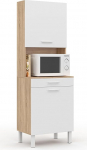 IDMarket - CINA 60 cm Kitchen Sideboard with 2 Doors + Drawer, Beech Effect and White
