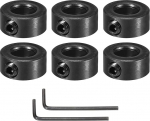 sourcing map Bore 8 mm Shaft Collar 16 mm OD 8 mm Thick Carbon Steel Chassis Stopper Wheel Collar with Set Screw & 2 Hex Keys for Machine Tool Industry (Black, 6 Pieces)