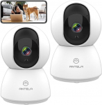 ANTELA 2K/3MP Indoor Surveillance Camera, 2.4GHz WLAN Camera, 2-Way Audio, 355&deg;/90&deg; Swivel, IR Night Vision to 10 m, Compatible with Alexa (2 Pieces)