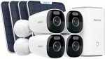 Reolink 5MP Outdoor Surveillance Camera Set, WLAN Solar/Battery Operation, Colour Night Vision, No Monthly Fee, Local Storage, Home Hub with 4 x Argus Eco Pro + Solar Panel