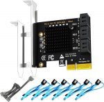 GLOTRENDS SA3026-C 6-portiline PCIe X4 SATA laienduskaart koos SATA ja toitejuhtmega, &uuml;hildub Windows, Linux, Mac OS, NAS-iga