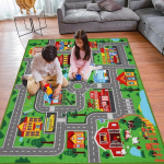 Auto m&auml;ngumatt lastele, auto m&auml;ngumatt linnakaart laste m&auml;ngumatt m&auml;ngutuppa, eriti suur laste m&auml;ngumatt m&auml;ngutuppa, magamistuppa, elutuppa (100 x 150 cm)
