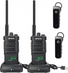 Retevis RB689 raadio, pikamaa k&auml;siraadio koos juhtmeta k&otilde;rvaklappidega, 2600 mAh, VOX, taskulamp, Walkie Talkie tootmisele, ohutusele (must, 2 tk)