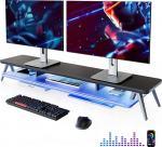 Fenge Monitor Stand Riser akr&uuml;&uuml;lriiuli ja App Control LED-valgustusega 108 cm suur arvutialus koos telefoni/tahvelarvuti hoidjaga, kandev&otilde;ime 45 kg (must)