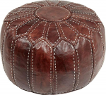 Brown Tan Maroko Pouff Pouf Pouf Footrest Footstool Ottoman Cover Real Leather Hand-made Hand-stitched