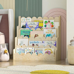 KEEPREAPER Montessori laste puidust raamaturiiul 4 riiuliga lastetuppa m&auml;ngutuppa 80 x 38 x 80 cm