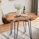 HOEGMST 70cm Large End Table Wood Free Small Side Table with Waterproof Surface Rustic Accent Table Unique for Living Room Bedroom Home