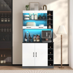 K&ouml;&ouml;gikapp, LED-valgustuse ja kaabliv&auml;ljakutega buffetkapp, t&ouml;&ouml;laud, suur panipaik, k&ouml;&ouml;gibuffet k&ouml;&ouml;ki, elutuppa, s&ouml;&ouml;gituppa, 100 x 47 x 187 cm, valge + hall