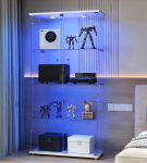 Klaasist vitriinkapp, seisev vitriinkapp lukuga ja LED-iga, kollektsioonikapp 2 uksega, 4 riiulit, l&auml;bipaistev m&ouml;&ouml;bli vitriinkapp, 36,5 x 80,5 x 163,9 cm (valge, 2