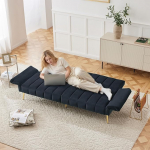 Merax kokkupandav diivanvoodi, 2-kohaline diivan magamisfunktsiooniga, diivanvoodi suure lamamispinnaga 220 cm L &times; 104 cm W, diivan elutuppa, magamistuppa, k&uuml;lalistetuppa, must