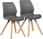 CLP komplekt 2 Luna plastist tooli, kangas, samet, kunstnahk, lamamistoolid puidust raamiga, v&auml;rv: V&auml;rv: Hall, Materjal: Plastist