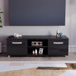 Vida Designs Cosmo 2-ukseline TV-kapp Modernne l&auml;ikiv matt MDF elutoa kapp Meedia stend M&ouml;&ouml;bel Must 120cm