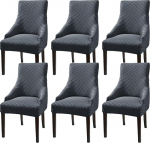 Elastne Wingback Side Chair Slipcovers, s&ouml;&ouml;gitool katted, pehme elastne alumine pool, Wingback Side Chair Cover, pestav, tumehall, komplekt 6 t&uuml;kki