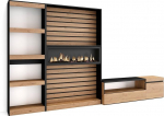 Skraut Home elutoa seinam&ouml;&ouml;blikomplekt 320 x 186 x 35 cm Elektriline kamin M&otilde;&otilde;tmed Modern Style Tammepuust Must