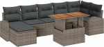 Rantry 8-teiliges Garten Sofa Set mit Kissen in Grau Poly Rattan, 2-Sitzer Garten Sofa mit Stauraum & Kissen Grau Poly Rattan Gartenlounge Model3358351