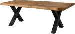 MASSIVMOEBEL24.DE Freeform 5 Sheesham puidust laud naturaalselt v&auml;rvitud X-jalad l&auml;ikivas antratsiidis 220 x 100 x 77 cm massiivpuidust laud Wane laud s&ouml;&ouml;gilaud