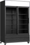 Jookide kapp 730L - 2 l&uuml;kandklaasist l&uuml;kanduksed - LED valgustus - reklaamkapp - mehaaniline juhtimine indikaatoriga - piduriga rattad - must - 1120 x 610 x 1973 mm