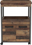 FORTE Home Baarikapp ratastega ja 2 uksega, komposiitpuit, vanast puidust vintage / betoonist v&auml;limus, tumehall, 60 x 88,5 x 40 cm