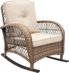ATR ARTTOREAL Garden Rocking Chair, Outdoor Rattan Rocking Chair koos k&auml;sitsi kootud k&otilde;ik ilmastiku vaigu Patio Swing m&ouml;&ouml;bel pulberv&auml;rvitud metallist raam tagahoovis