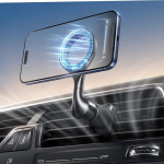 MRGLAS mobiiltelefonihoidja auto ventilatsioonimagnet - MagSafe & iPhone'ile, 2026 mudel eriti tugeva magnetilise j&otilde;uga, metallist topeltkonks, 360&deg; p&ouml;&ouml;rlev auto mobiiltelefonihoidja iPhone 17 Pro Max'ile & Androidile