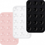 3 Pack Silikoonist kahepoolne imemistelefonihoidja, &uuml;hildub iPhone'i ja Androidi korpustega, eemaldatav k&auml;ed-vabad imemistelefonihoidja selfie'de ja videote tegemiseks (must, valge,