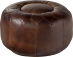 MASSIVMOEBEL24.DE Chesterfield pruun Pouf tool 100% ehtsast nahast #18 Vintage stiilis 60 x 60 x 38 cm tool istmepadi