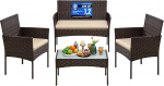 SONGMICS GGF004K05 R&otilde;dum&ouml;&ouml;bel, aiam&ouml;&ouml;blikomplekt, PE Polyrattan, Lounge komplekt, Terrassim&ouml;&ouml;bel, v&auml;ljas, terrassile, r&otilde;dule, aeda, pruun/taunane
